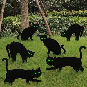 Halloween Decorations Outdoor, Black Cat Decor Yard Signs with Stakes